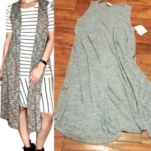 Blue Heathered knit Sweater LuLaRoe Joy Vest duster Cover sz Small NEW